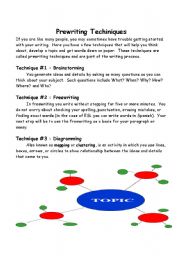 English Worksheet: Prewriting Techniques