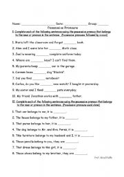 English Worksheet: Possessive Pronouns