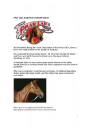 English Worksheet: Phar Lap - the wonder horse of Australia