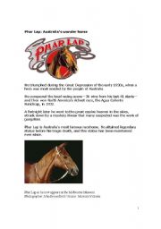 English worksheet: Phar Lap - the wonder horse of Australia