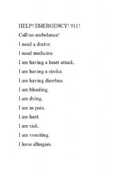 English Worksheet: Emergency phrases