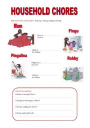 English Worksheet: PINGU HOUSEHOLD CHORES