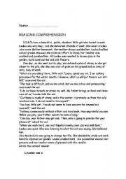 English Worksheet: reading comprehension