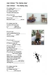 English Worksheet: Jack Johnson - Sharing - Listening - Fill in the Gaps