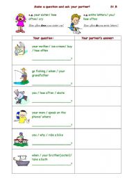 English Worksheet: present simple student B