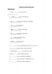 English worksheet: fill in the gaps present tense