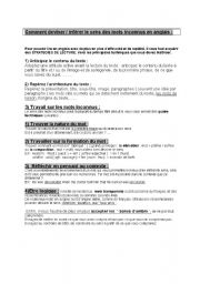 English Worksheet: How to infer the meaning of unknown words (French )