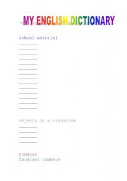 English worksheet: MY ENGLISH DICTIONARY