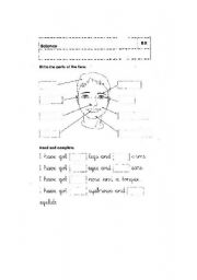 English worksheet: PARTS OF THE FACE