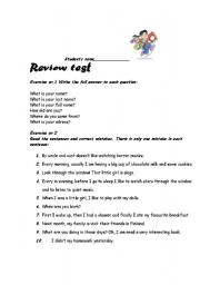 English Worksheet: review test