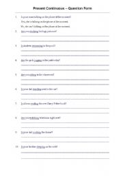 English Worksheet: Present Continuous Questions