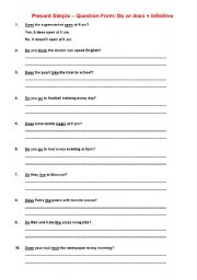 English Worksheet: Present Simple Question