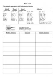 English Worksheet: Adjectives with the verb to be