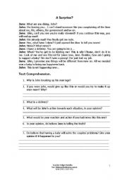 English Worksheet: A Surprise