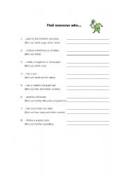 English worksheet: Ice-breaker