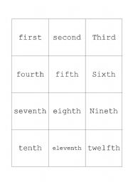 English worksheet: ordinal numbers 1