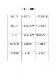 English worksheet: Colors