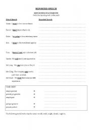 English Worksheet: Reported Speech - reporting statements