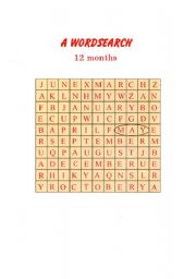 English worksheet: Wordsearch: 12 months