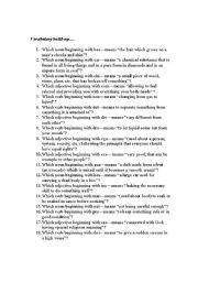 English worksheet: Vocabulary One