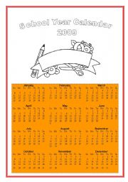 English Worksheet: School Year Calendar 2009