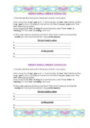 English Worksheet: PRESENT SIMPLE / PRESENT CONTINUOUS 