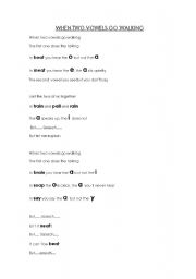 English Worksheet: when two vowels go walking lyrics