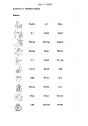 English Worksheet: verbs multiple choice