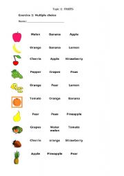 English Worksheet: fruits multiple choice