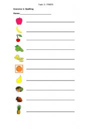 English Worksheet: fruits spelling