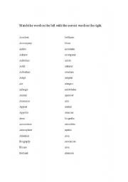 English worksheet: Matching Cognates