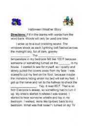 English Worksheet: Halloween Weather story