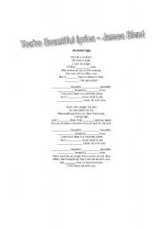 English Worksheet: James Blunt - Youre Beautiful