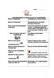 English worksheet: Thanksgiving Ws