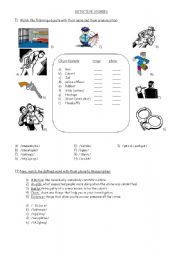 English Worksheet: detective stories vocabulary and phonetics