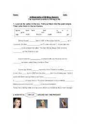 English Worksheet: Biography and Interview with Britney Spears