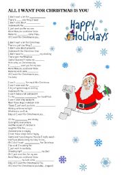 English Worksheet: All I want for Christmas is you