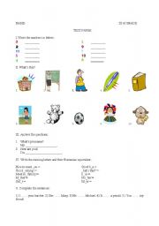 English Worksheet: test 3rd grade