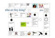 English Worksheet: board game to practise present continuous
