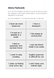 English Worksheet: Advice flashcards