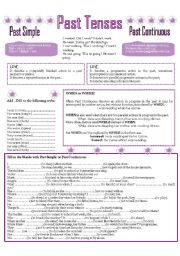 English Worksheet: PAST TENSES