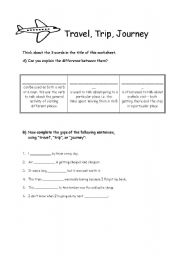 English worksheet: Travel Trip Journey