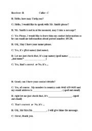 English worksheet: giving contact informaiton