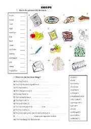 English Worksheet: Shops