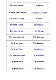 English Worksheet: Countries and Nationalities