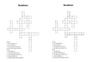 English worksheet: furniture.crossword