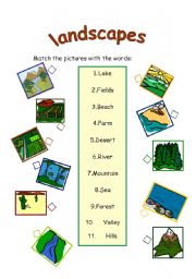 English Worksheet: landscapes