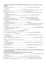 English Worksheet: WORD FORMATION: ADJECTIVE SUFFIXES AND NOUN SUFFIXES