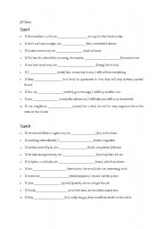 English Worksheet: conditional sentences