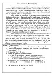 English Worksheet: Test: Going to school in America.